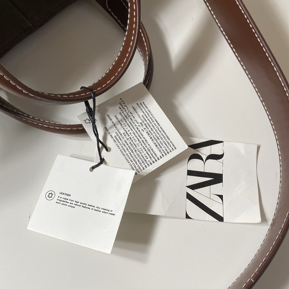 Zara check split suede square 2way satchel/tote green - Picture 12 of 12